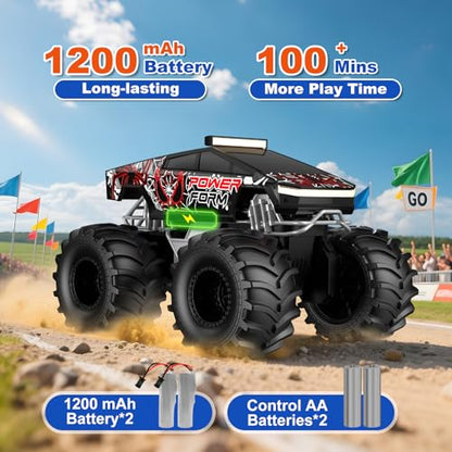 Amphibious Remote Control Car, 1:18 Waterproof Monster Truck Toys RC Cars, 2.4GHz RC Trucks 4WD All Terrain Off-Road Pickup, Kids Christmas Birthday Presents for Boy Girl Toys Age 6 7 8 9 10 11 12 - color: Black