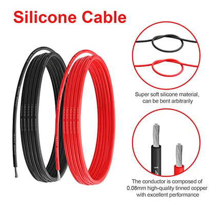 14 AWG Silicone Wire, 10 ft Red and 10 ft Black | Flexible fine-strand tinned copper cable with heat-resistant silicone insulation for batteries, RC and electronics wiring. - style: 14 AWG 10ft Red+10ft Black
