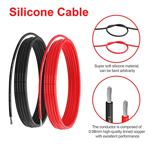 14 AWG Silicone Wire, 20 ft Red and 20 ft Black | Flexible fine-strand tinned copper cable with heat-resistant silicone insulation for batteries, RC and electronics wiring. - style: 14 AWG 20ft Red+20ft Black