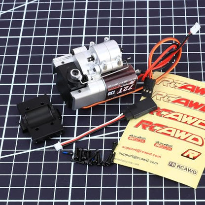 RCAWD Full Metal 2-Speed Transmission Gearbox with Base for FMS 1/18 Crawler Parts(Silver) - color: Silver