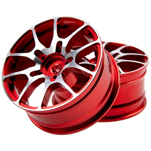 Aluminum Alloy 1/10 On-Road Racing Touring Drift Car Wheel Rims 12mm Hex Hub 26mm Width Compatible with Tamiya TT01 Kyosho RedCat Sakura D4 XIS HSP 1/10 RC Car (Red) - color: Red