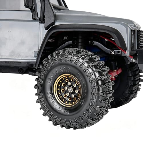 RC 1.0 Beadlock Wheel Rims Set for 1/18 1/24 Trx4m SCX24 FCX24 RC Crawler Car,1.0 Wheel Rims RC Full Brass Beadlock Wheels Rims(4PCS)