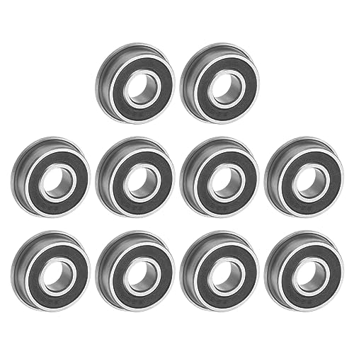 uxcell F696-2RS Flanged Ball Bearing 6x15x5mm Double Sealed Chrome Steel Flange Bearings, 10pcs - size: F696-2RS
