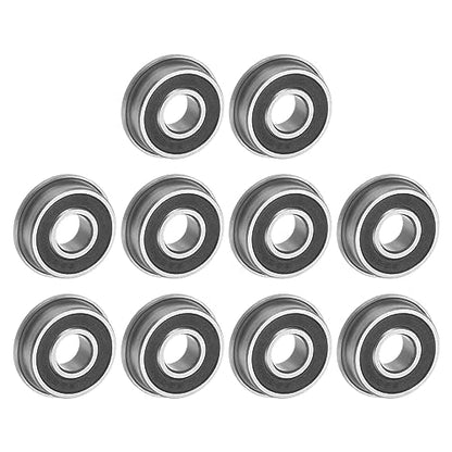 uxcell F696-2RS Flanged Ball Bearing 6x15x5mm Double Sealed Chrome Steel Flange Bearings, 10pcs - size: F696-2RS