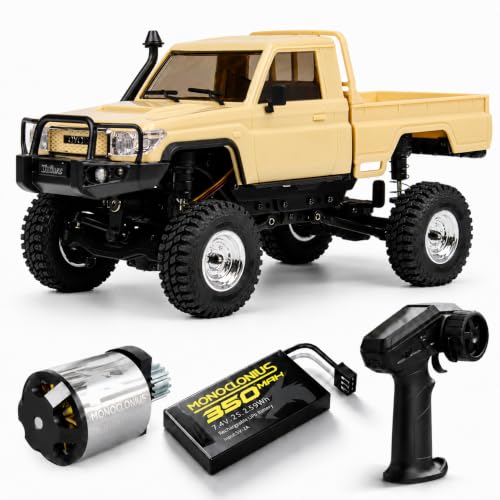 UDIRC UCX2404PRO 1/24 Scale Brushless Trail Truck, 4WD Off-Road rc Crawler | 2-Speed Transmission, Full LED Lights, Hydraulic Shocks, Breakaway Tank Turn, RTR for Adults - color: Yellow
