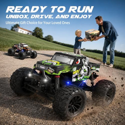 Hosim 1/18 All Terrain RC Cars, 38KPH+ 4WD Remote Control Car Monster Truck | High Speed 4WD RC Monster Truck, RC Truck with 2 Rechargeable 1500mAH Batteries, Waterproof Remote Control Truck Toy Gift - color: Green