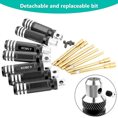 7 Pieces Hex Screwdriver Set 2.0/2.5/3.0/3.5/4.0/4.5/5.0mm RC Socket Wrench Kit Nut Drive for Traxxas Redcat Axial SCX24 Quadcopter Helicopter FPV Drone Car - RC Nut Removal Tools (Black)