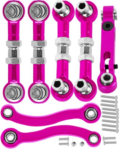 RC Aluminum Metal Turnbuckle Camber Links Toe Links with Rod Ends Steering Linkage Set Upgrade Parts for 1/18 LaTrax Teton,Desert Prerunner.Pink(Replace 7636) - color: Pink(7pcs)
