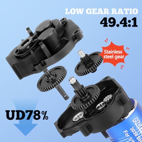 HobbyPark Brushless Motor and ESC Combo and Transmission Gearbox Assembly with Low Range Steel Gear & Programming Card for Traxxas 1/18 TRX4M Upgrades Parts