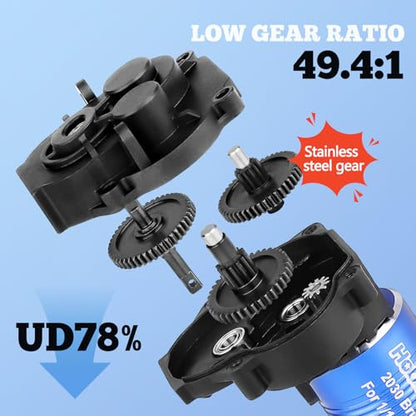 HobbyPark Brushless Motor and ESC Combo and Transmission Gearbox Assembly with Low Range Steel Gear & Programming Card for Traxxas 1/18 TRX4M Upgrades Parts