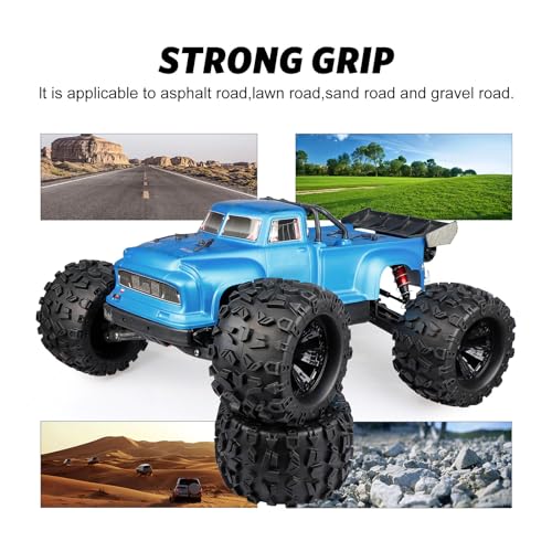 4-Pack 1/8 Monster Truck Tires 3.8 Tires Mounted 17mm Hex Solid 6-Spoke Wheels OD 170mm for 1/8 Arrma 6S Traxxas Summit ERveo Redcat HPI JLB Cheetah RC Off-Road Car (Front and Rear)