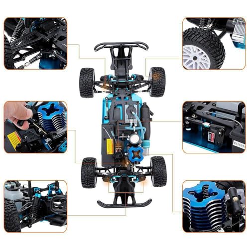 1/10 Nitro RC Truck for Adult Two Speed RC Car Rock Crawler 4WD Remote Control Car Nitro Gas Power Off Road Short Course Truck with Igniter, Methanol Fuel RC Climbing Vehicle Buggy