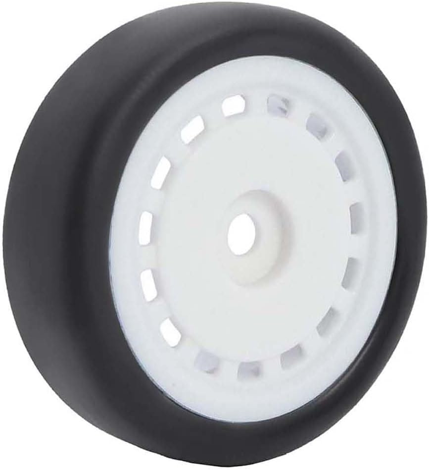 4PCS Pre-Glued On-Road Drift Racing Smooth Rubber Tires and Wheel Rims Set 7MM Hexagon for 1/24 Losi Micro-B RC Car Upgrades Parts (White) - color: White