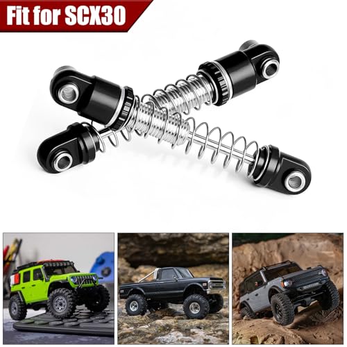 25mm Aluminum RC Shock Absorber Set, 4PCS CNC Threaded Suspension Upgrade, Replacement for 1/30 Axial SCX30 Crawler Car Ford Bronco, Jeep Wrangler, Chevrolet K10, Black - color: Black