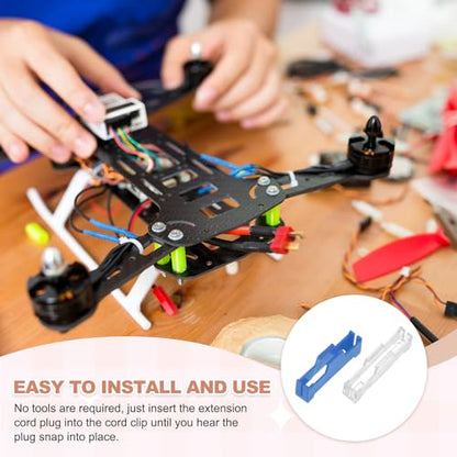 MECCANIXITY 40 Pcs Servo Extension Cable Clips Lock, Servo Cable Safety Connector Lead Wire Buckle Lock for RC Car Plane Boat DIY Y Adapter Cable, Clear/Blue - color: Clear/Blue