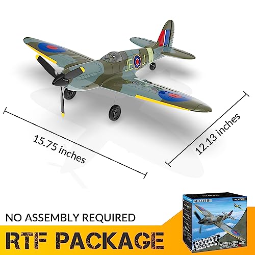 CKYSCHN RC Plane 4 Channel & X-Pilot Gyro, Spitfire RC Airplanes for Adults | VOLANTEXR RTF Remote Control Airplane with 3-Level Mode for All Skill Levels, One Key Aerobatic for Beginners - color: Green-76112