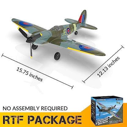 CKYSCHN RC Plane 4 Channel & X-Pilot Gyro, Spitfire RC Airplanes for Adults | VOLANTEXR RTF Remote Control Airplane with 3-Level Mode for All Skill Levels, One Key Aerobatic for Beginners - color: Green-76112