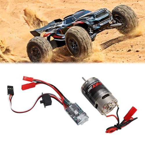 RC Car Brushed Motor 30A JST Plug ESC Set, 390 28T Brushed Motor for 1/16 1/18 RC Car