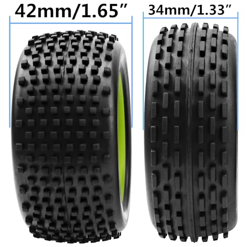 4Pcs HIRCQOO OD 88mm/3.46" Front Rear Rubber Tire Tyre & Plastic Wheel Rims 12mm Hex Compatible with Redcat Shockwave HPI HSP ExceedRC Kyosho 1/10 Scale Off Road Buggy (Green) - color: Green