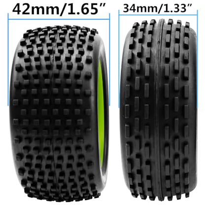 4Pcs HIRCQOO OD 88mm/3.46" Front Rear Rubber Tire Tyre & Plastic Wheel Rims 12mm Hex Compatible with Redcat Shockwave HPI HSP ExceedRC Kyosho 1/10 Scale Off Road Buggy (Green) - color: Green