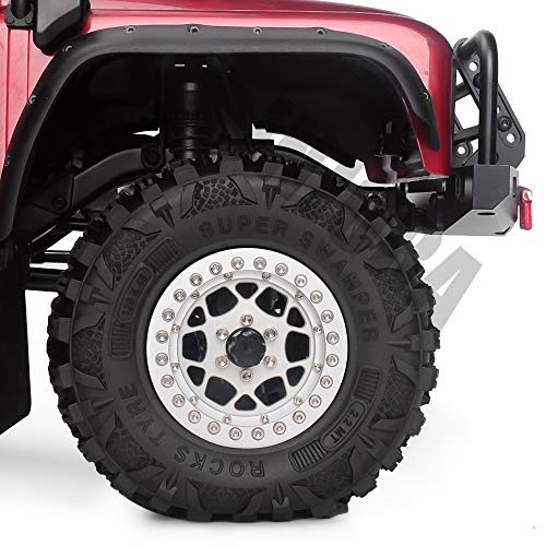 INJORA RC Tires 4pcs 2.2Inch Rubber Tyre Set Wheel Tires for 1:10 RC Rock Crawler TRX4 TRX-6 Axial SCX10 90046, 120 * 48mm