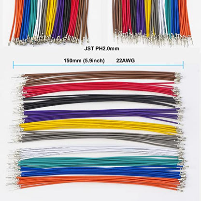 JST Connector Kit 2.0mm Pitch JST-PH 2.0 Male Female Connector with Premium 22AWG Pre-Crimped Extension Cables,PH 2.0mm Connector 2/3/4/5/6/7/8/9/10 Pin Male Female Housing (PH-MF-Kit) - size: JST-2.0MM-PH Male Female