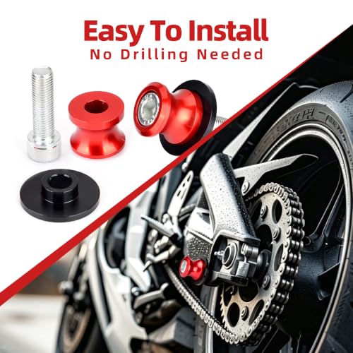 Goldfire 2pcs 10MM M10 X1.25 Motorcycle Swing arm Sliders Spools CNC Swing Arm Stand Screw for FZR 1000/600R/400 for Kawasaki Z750 /Z750S/ Z750R /ER-6F /ER-6N / Duke 125/200/390 (Red) - color: Red