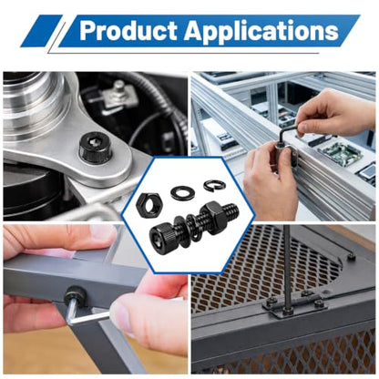 190PCS M6 Screws with Nuts Assortment Kit | M6x8/10/12/16/20/25/30/35 mm, Hex Socket Head Cap Bolts, 12.9 Alloy Steel, Black Zinc Plated, Anti-Rust, For DIY, furniture - size: G12.9 M6 190PCS