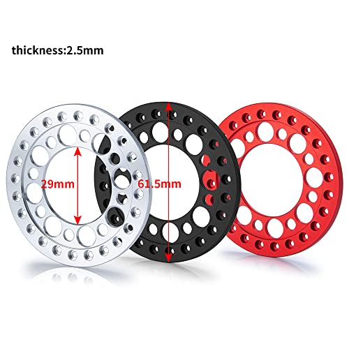 4pcs 2.2inch Aluminum RC Beadlock Wheel Replacement Ring for 1/10 RC Crawler Car 2.2" Wheels Rim (Black) - color: Black