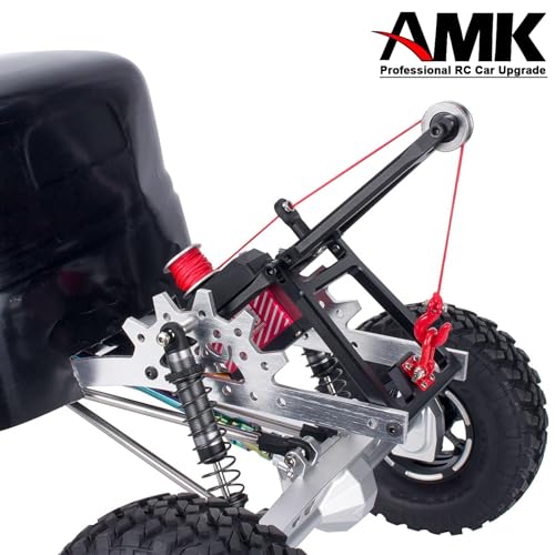 AMK Tow Truck Accessory Kit for 1/10 RC Crawler Chassis, Includes Crane Arm and Winch, Compatible with SCX10 TRX4 Capra LCG Chassis Upgrades - color: Silver