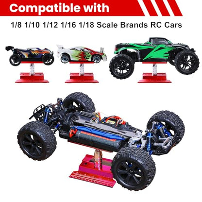 RC Hex Driver Set & RC Car Repair Work Stand Repair Tool Set 360 Degree Rotation for 1/8 1/10 1/12 1/16 1/18 RC Crawler Truck Buggy Rally (Red) - color: Red