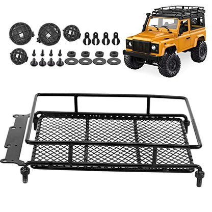 Stainless Steel Roof Rack Luggage Carrier,Not Easy to Wear and Tear Luggage Carrier Roof Rack,Vivid and Beautiful RC Luggage Carrier,for MN RC Crawler MN90 MN90KSilver (Black) - color: Black