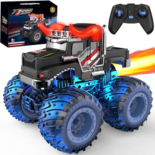BAODLON Remote Control Monster Car, 2.4GHz RC Bull Monster Truck Toys for 3 4 5 6 7 8 Years Old Boys Kid, All Terrain RC Truck Off Road with Spray, Light, Rechargeable Battery, Christmas Birthday Gift - style: Bull