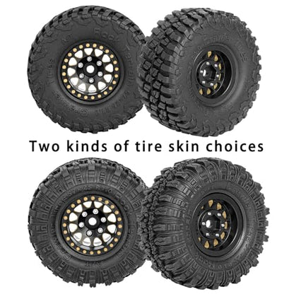 RC Full Brass 1.0in Beadlock RC Truck Tires Wheel Tires Upgrades Part for 1/18 1/24 Trx4m Axial SCX24 RC Crawler,RC Wheels Hops Up(4pcs Black) - style: Style D