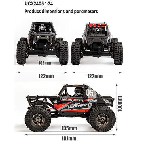 US in Stock,1/24 4x4 UDI RC UCX2405PRO RC Rock Crawler Model Brushless Motor ESC Radio Controlled Off-Road Vehicles RTR Car Battery Hobby Grade Model for Birthday Gift(Black) - color: Black
