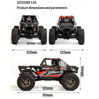 US in Stock,1/24 4x4 UDI RC UCX2405PRO RC Rock Crawler Model Brushless Motor ESC Radio Controlled Off-Road Vehicles RTR Car Battery Hobby Grade Model for Birthday Gift(Black) - color: Black