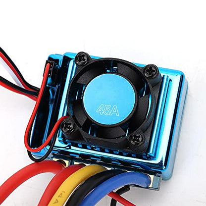 Brushless ESC, Water Proof Dustproof RC Car Speed Controller with Program Card Interface for 1/10 1/14 /16 Scale Remote Control Vehicles (45A)