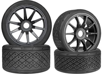 1/7 1/8 On Road Tire Set On Road Tire Tyre 17mm Wheel Rims for Arrma 1/7 Infraction Felony FS Racing Model GT RC Car Upgrade On Road Tyre 4Pcs One Set - color: L-black, size: 2Pcs Big 2Pcs Small