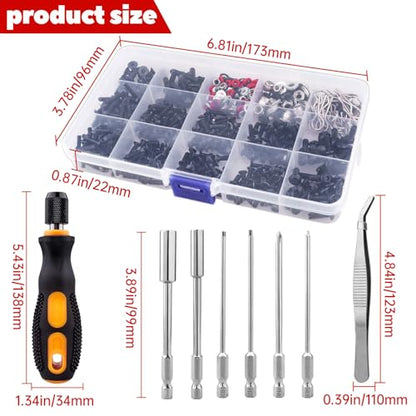 HobbyPark 620pcs RC Screw Kit Screws Assortment Set Hardware RC Repair Tools Kit RC Screwdrivers Hex Drivers for 1/8 1/10 1/12 1/16 Scale RC Car Truck Crawler Buggy Drift Touring