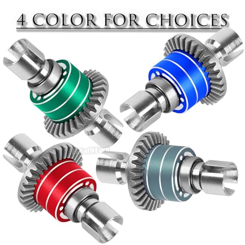 RC Front Rear Differential & Input Gear Upgrades Part for 1/14 H14BM 14209 14210 14301 14303 1/16 H16BM H16PL H16GT H16DR 16207 16208 16209 16210,BRCatWPark Steel Front & Rear Diff Set,Green - color: Green - (Front Rear Differential & Input Gear)