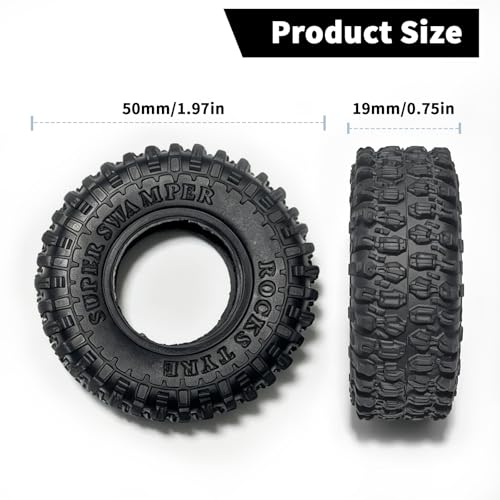 RC Tires 1.0" Cling On Tire for 1/24 RC Crawlers SCX24, 1/16 XIAOMI Jimny