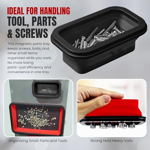 Magnetic Parts Tray Set 3-Pack - Collapsible Silicone Magnetic Tray with Strong Base - Multi-Size (Black) - color: Black