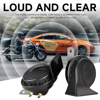 FARBIN Horns Auto Horn 12V Car Horn Loud Dual-Tone Waterproof Electric Horn | Black classic design, waterproof, 12V 130dB loud, universal for any 12V vehicles - style: 12V Black car horn