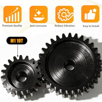 M1 Gear 19T 5mm Bore 3-Pack – High-Precision Hardened Steel Motor Pinion Gear for 1/8 1/10 RC Crawler, Monster Truck, Short Course Truck & Boat (Compatible with Traxxas Axial, FMS, HSP Redcat Losi) - style: M1 3Pcs 19T