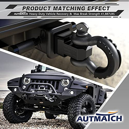 AUTMATCH 3/4" D Ring Shackles (2-Pack) - 41,887 lbs Break Strength | Clevis Shackle with 7/8" Pin & Isolator Washer Kit for Tow Strap, Winch, Towing & Off-Road Vehicle Recovery, Gunmental Gray - color: Gunmetal Gray