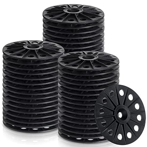 Fabbay 100 Pcs Polypropylene Washers 60 mm for Fixing Supporting Rigid Foam Insulation Panels and Sheets Load Spreading Plastic Washers Flat for Screws and Nail, Black