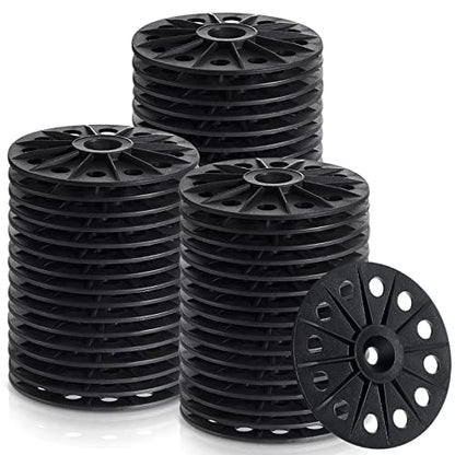 Fabbay 100 Pcs Polypropylene Washers 60 mm for Fixing Supporting Rigid Foam Insulation Panels and Sheets Load Spreading Plastic Washers Flat for Screws and Nail, Black