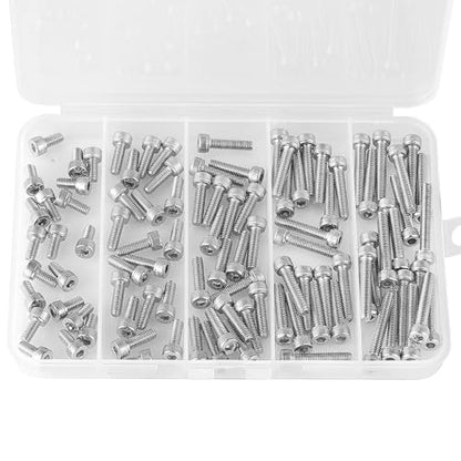 M4 x 8mm 12mm 16mm 20mm 25mm Hex Socket Head Cap Screws Bolts, 304 Stainless Steel, Metric Machine Fully Threaded, Bright Finish, Allen Hex Drive, Assortment Kit 100PCS - size: M4 x 8/12/16/20/25mm (100PCS)