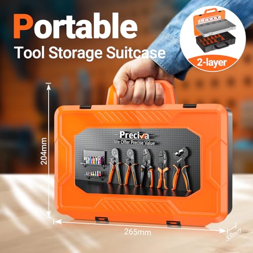 Preciva Crimping Tool Connector kit - AWG28-16/0.08-1.5mm² Ratcheting Crimper with 620Pcs Connectors and 1600Pcs Pins | Crimp Tool for Dupont, JST, ATX, EPS, PCIE, SATA Series