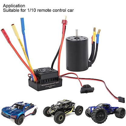 Drfeify 3650 3900KV Brushless Motor, 60A Sensorless Water Proof RC ESC Kit for 1/10 RC Truck